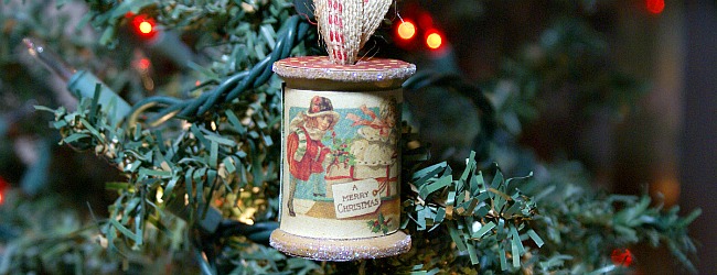 DIY wooden spool ornament