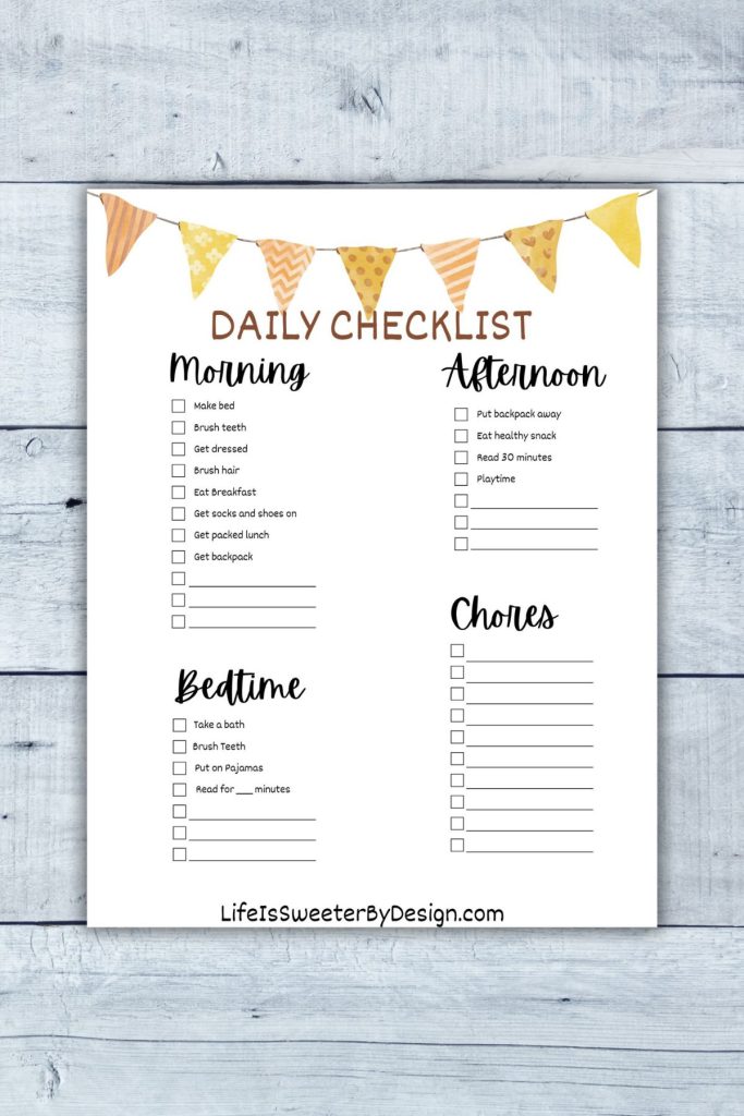 daily checklist for kids
