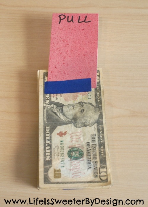 cash gift using a tissue box