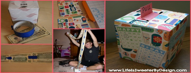 cash gift using a tissue box