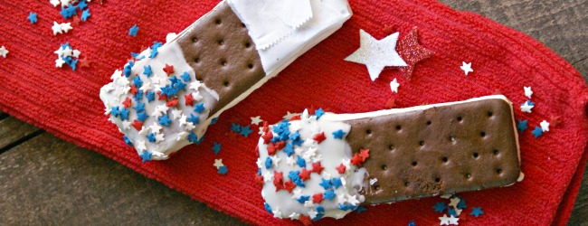 Patriotic Dipped Ice Cream Sandwich
