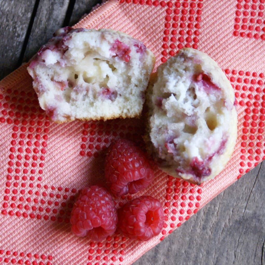 raspberry muffin cut in half