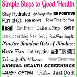 Do you need to take some simple steps to good health? Print off this free printable to remind you of the easy ways to stay healthier! #EssentialVitamins #ad