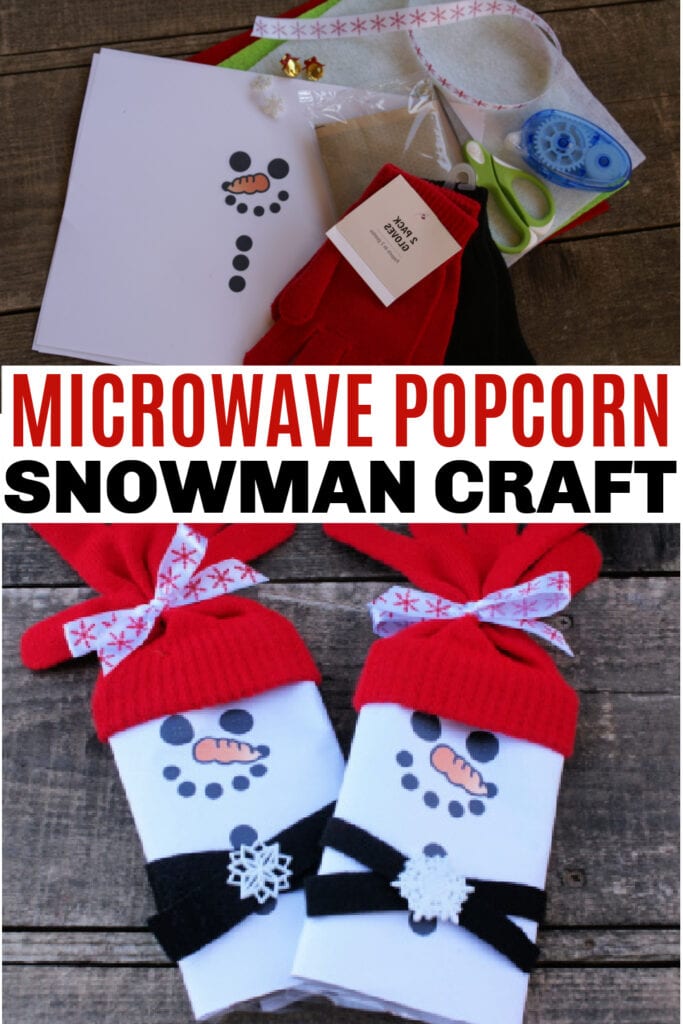 Microwave Popcorn Snowman Wrapper Craft