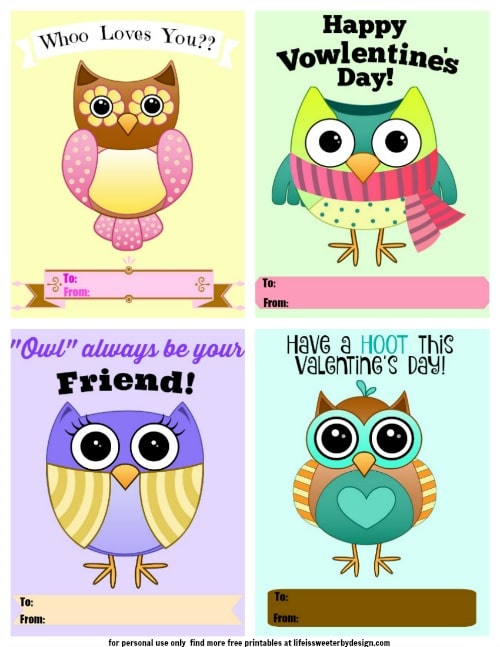 Owl Valentines Printable