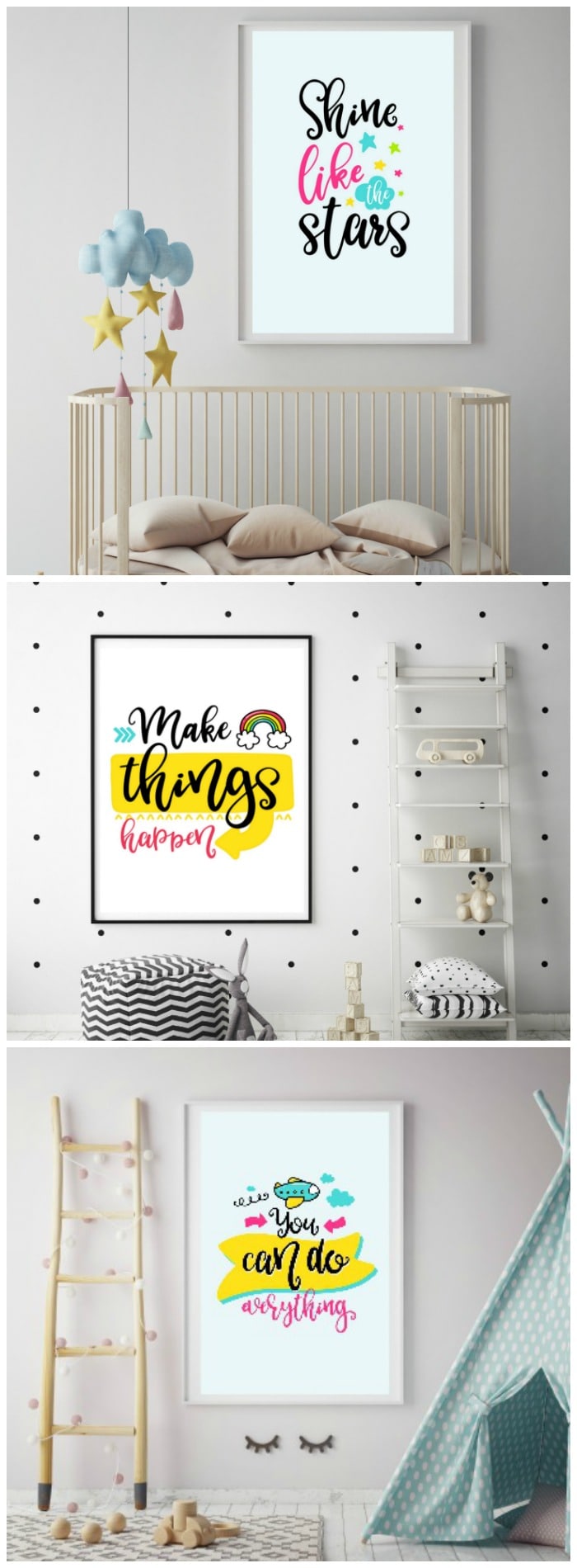 Free printable wall art for a little girl's room will add a splash of fun to any decor. These free printables are adorable and cheerful and your daughter will love them.