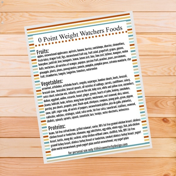 Weight Watchers freestyle program zero point foods