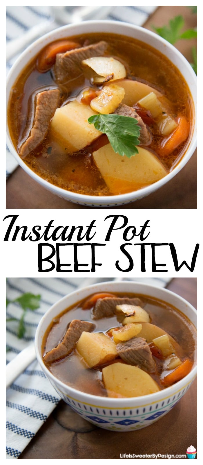 Instant Pot Beef Stew is hearty and delicious. This Weight Watchers recipe only has 3 Freestyle SmartPoints per serving too! Instant Pot soup recipes are so quick and easy to make!