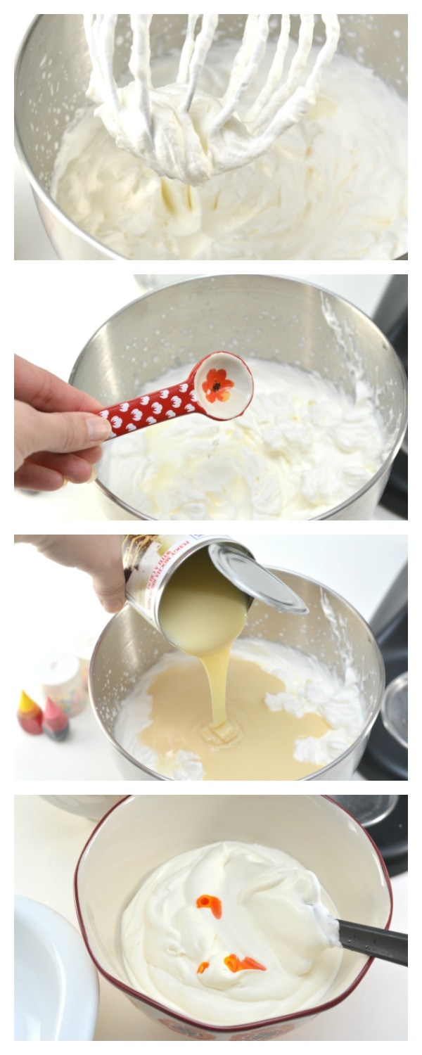 process of making no churn ice cream