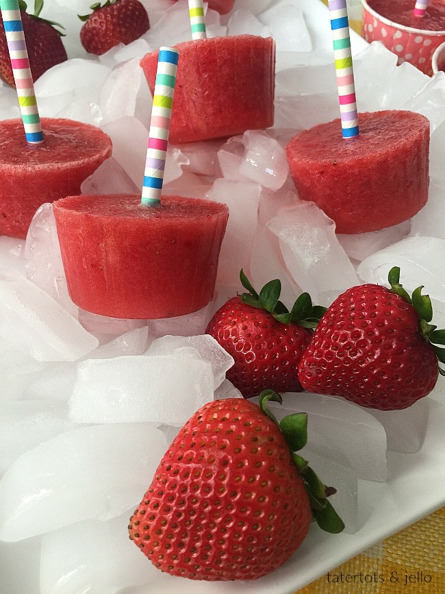 fruity popsicles on a plate of ice