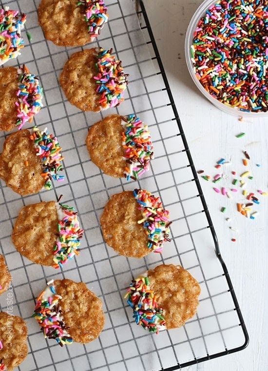 cookies with sprinkles on a baking tray