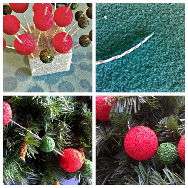 how to make a garland with styrofoam balls