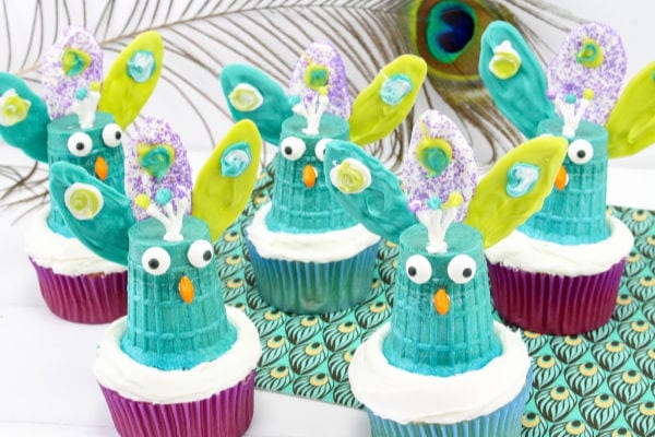 easy peacock cupcakes