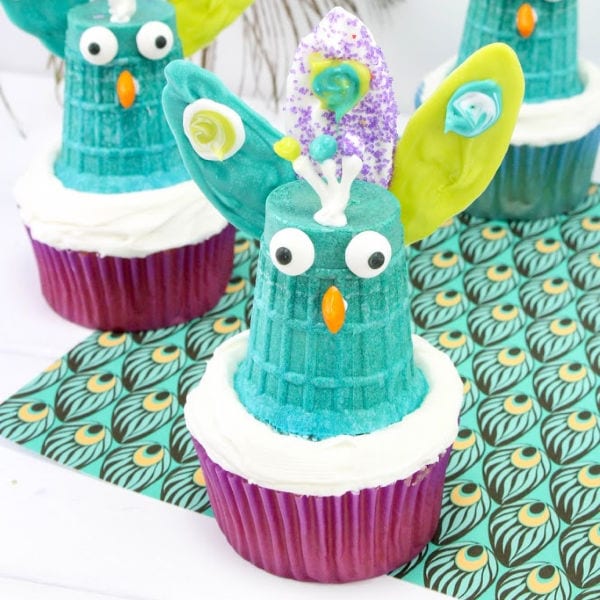 easy peacock cupcakes