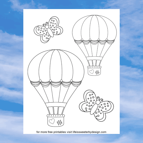 Hot Air Balloon Coloring Pages Life Is Sweeter By Design