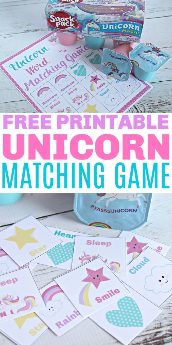 printable unicorn matching game