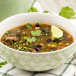 Weight Watchers Taco soup in light green bowl