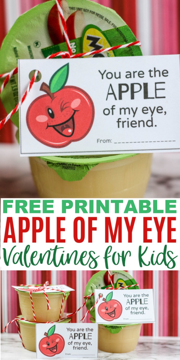 Printable Apple of My Eye Valentines for Applesauce