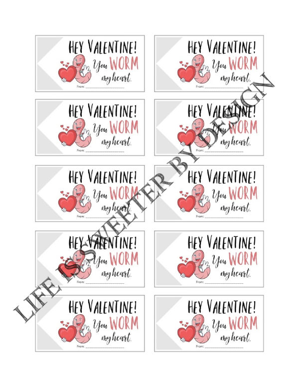 free printable gummy worm valentines
