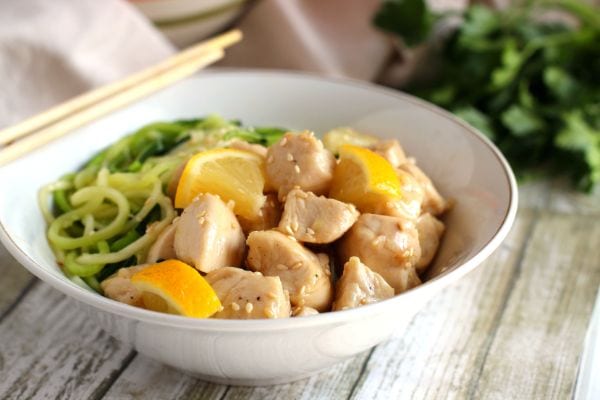 lemon chicken zoodle bowl