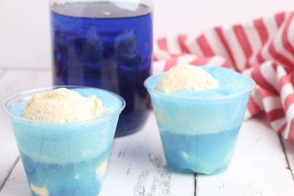 simple blue coconut ice cream floats