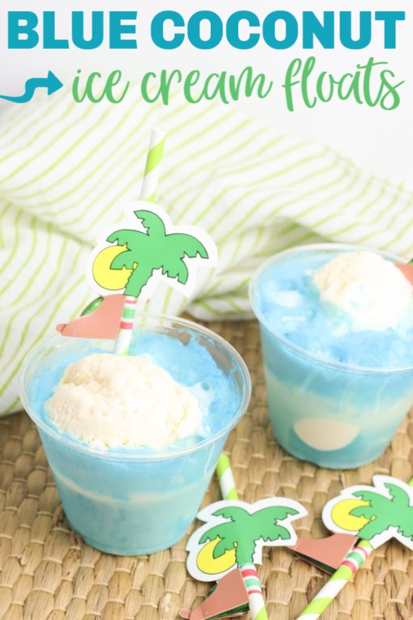 blue coconut ice cream floats for kids