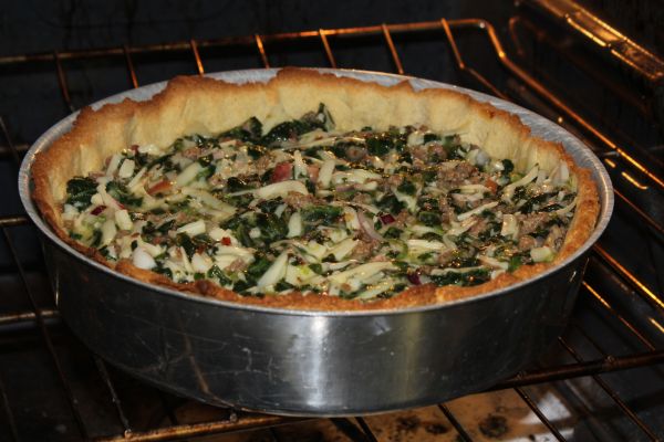 baking a Southwestern Quiche with Low Carb Crust