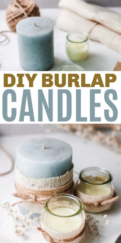 decorating candles with burlap