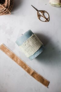how to decorate candles using burlap