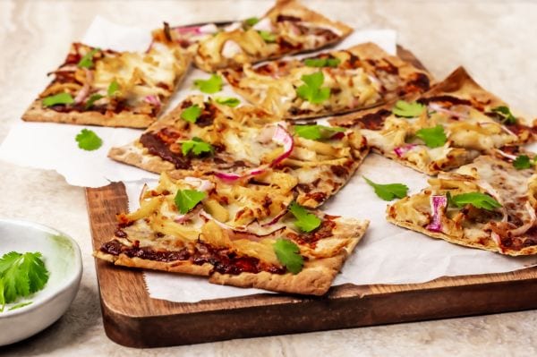 Air Fryer BBQ chicken pizza