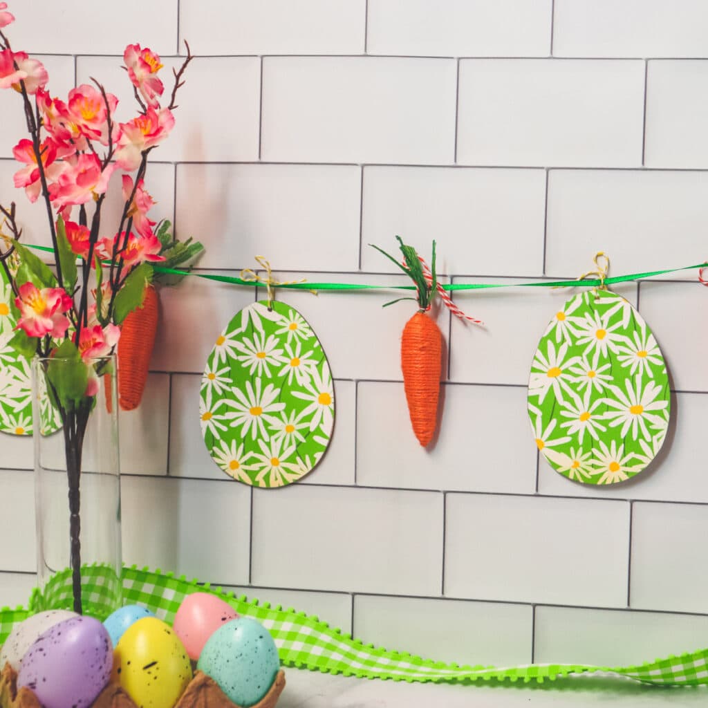 cute easter banner with eggs and carrots