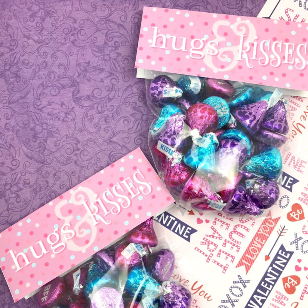 hugs and kisses valentine's day treat bag toppers
