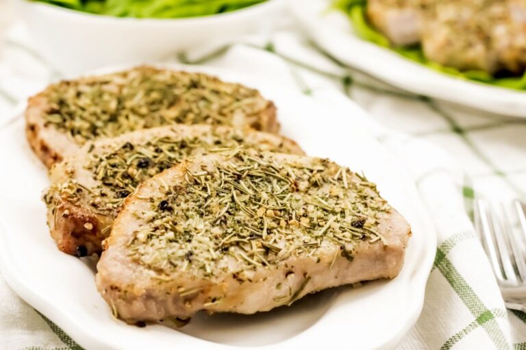 Air Fryer Boneless Pork Chops with Garlic and Herbs