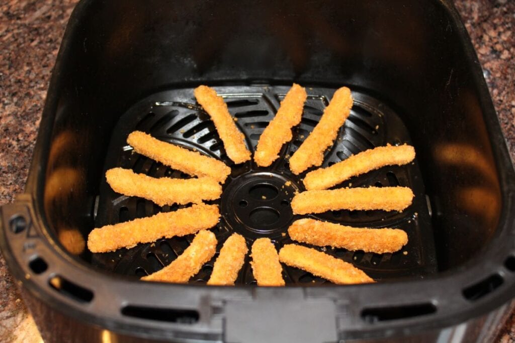 frozen chicken fries in an air fryer
