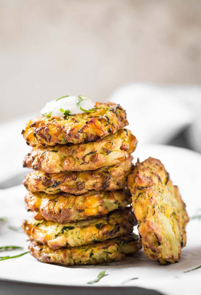 stack of zucchini fritters