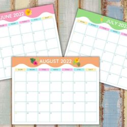 printable calendars for June July August