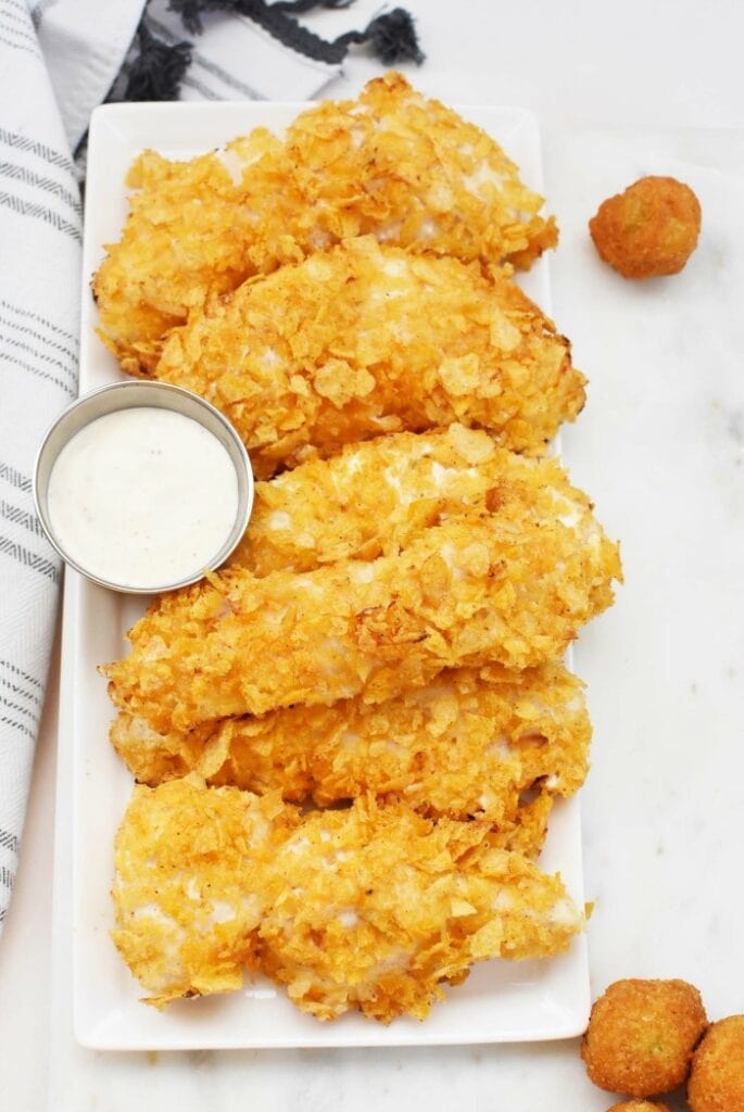 Chicken Fingers coated in potato chips