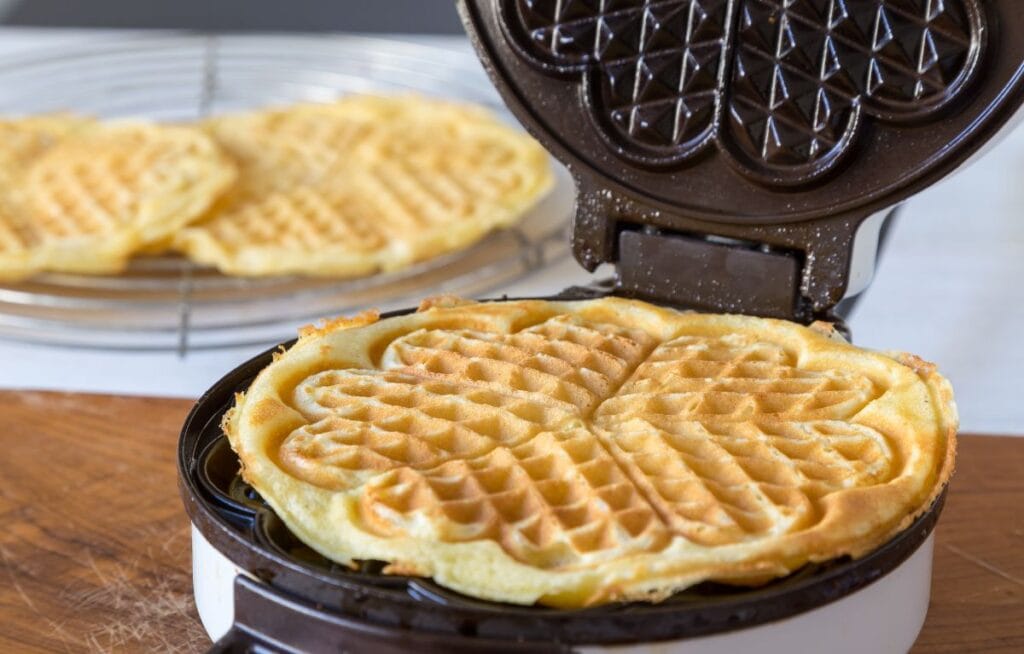waffle cooked still in waffle maker
