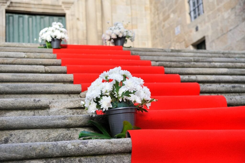 red carpet going up some steps
