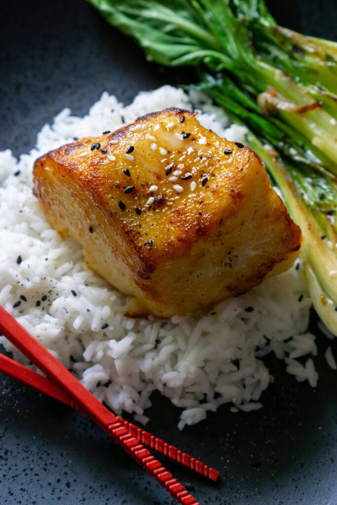 Chilean Sea Bass with rice and veggies