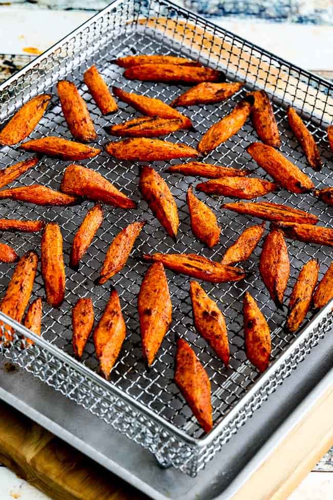 pieces of carrots on a baking rack