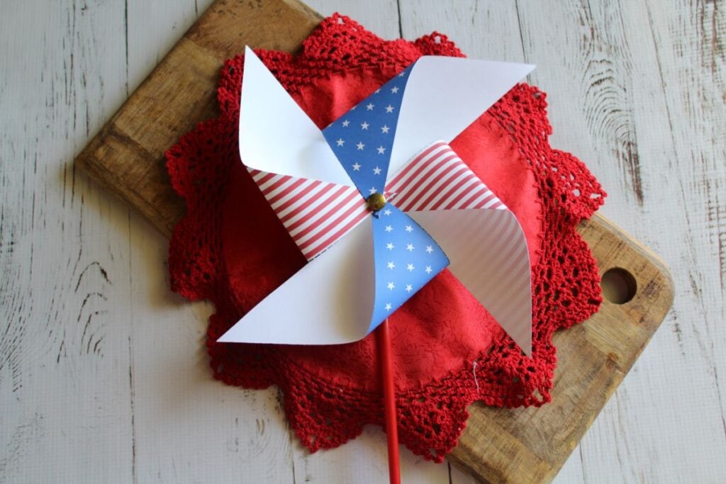 colorful red white blue paper pinwheel