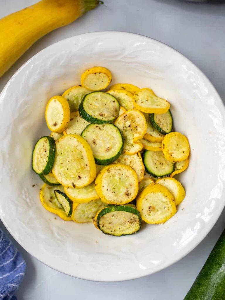squash and zucchini slices on a plate