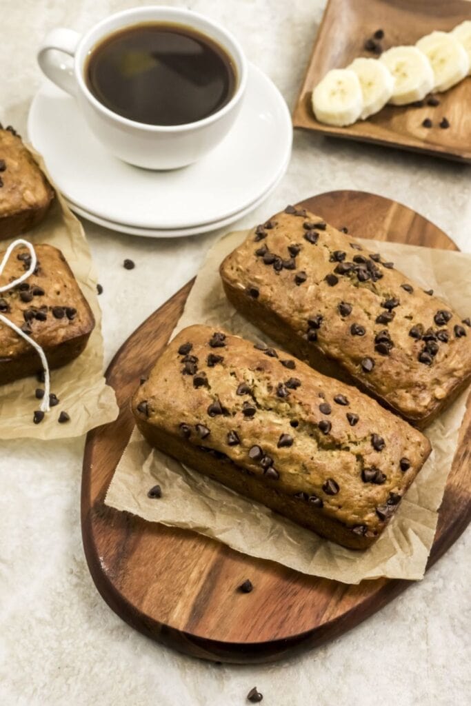 Weight Watchers Banana Bread with chocolate chips on top
