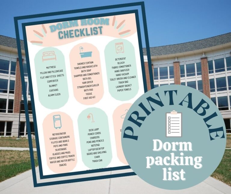 printable dorm checklist for girls