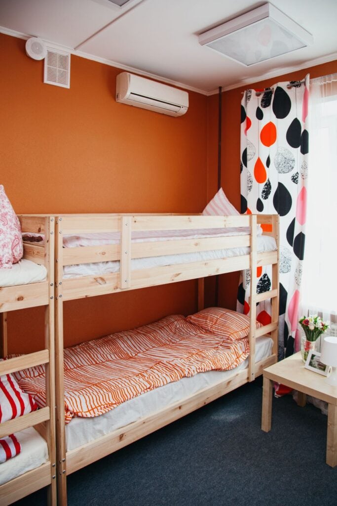 Double deck inside a dorm room