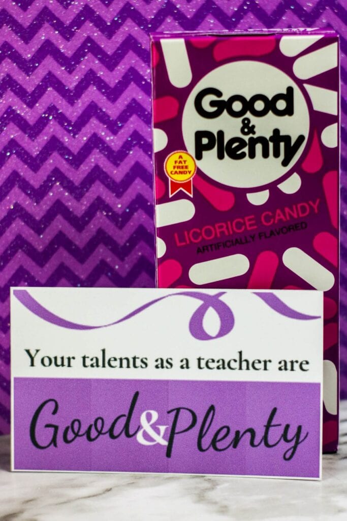 Good and Plenty Teacher Appreciation Gift Tag