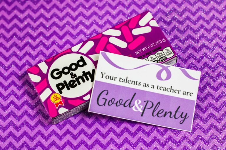 top view of a candy box and a printable tag
