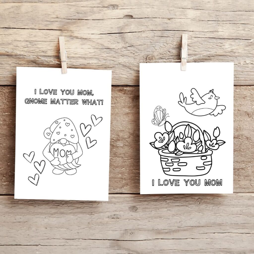 free printable Mothers Day cards to color