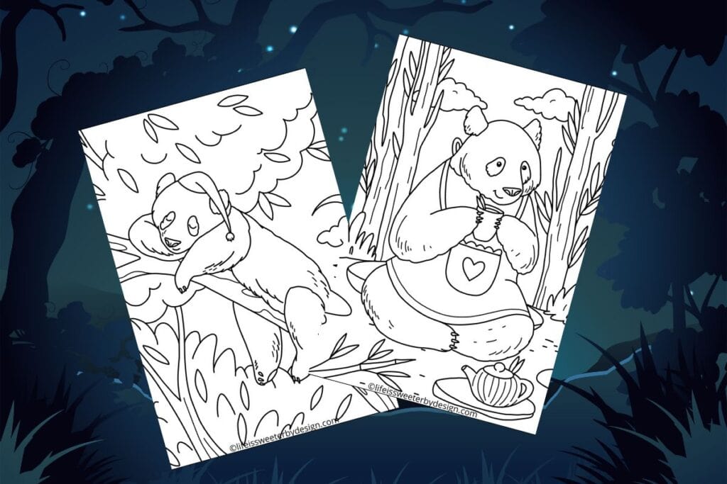 Two Cute Panda Coloring Sheets